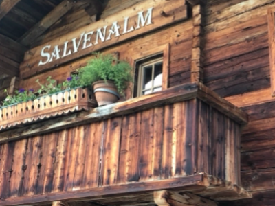 Alpine village in Tirol with traditional wooden chalets